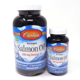 Carlson Labs Norwegian Salmon Oil Softgels, 500 Mg, 180 Ct + 50 Ct